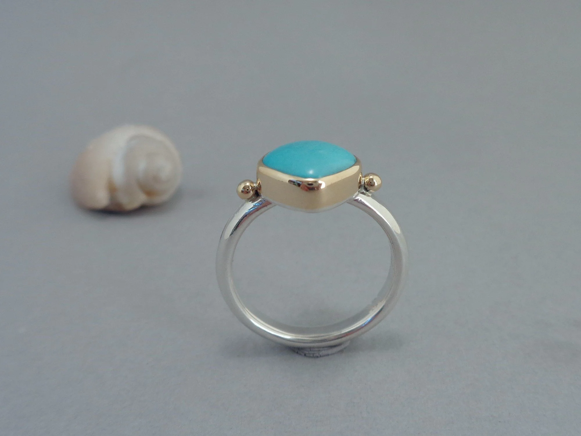 Sleeping Beauty Turquoise Ring in 18k Gold and Sterling Silver